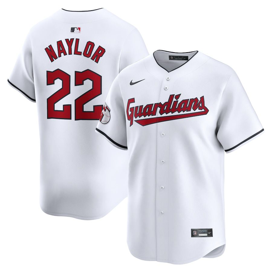 Men Cleveland Guardians 22 Josh Naylor Nike White Home Limited Player MLB Jersey
